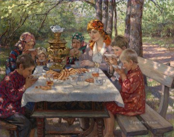 Nikolay Petrovich Bogdanov Belsky Painting - Profesor visitantes Nikolay Bogdanov Belsky